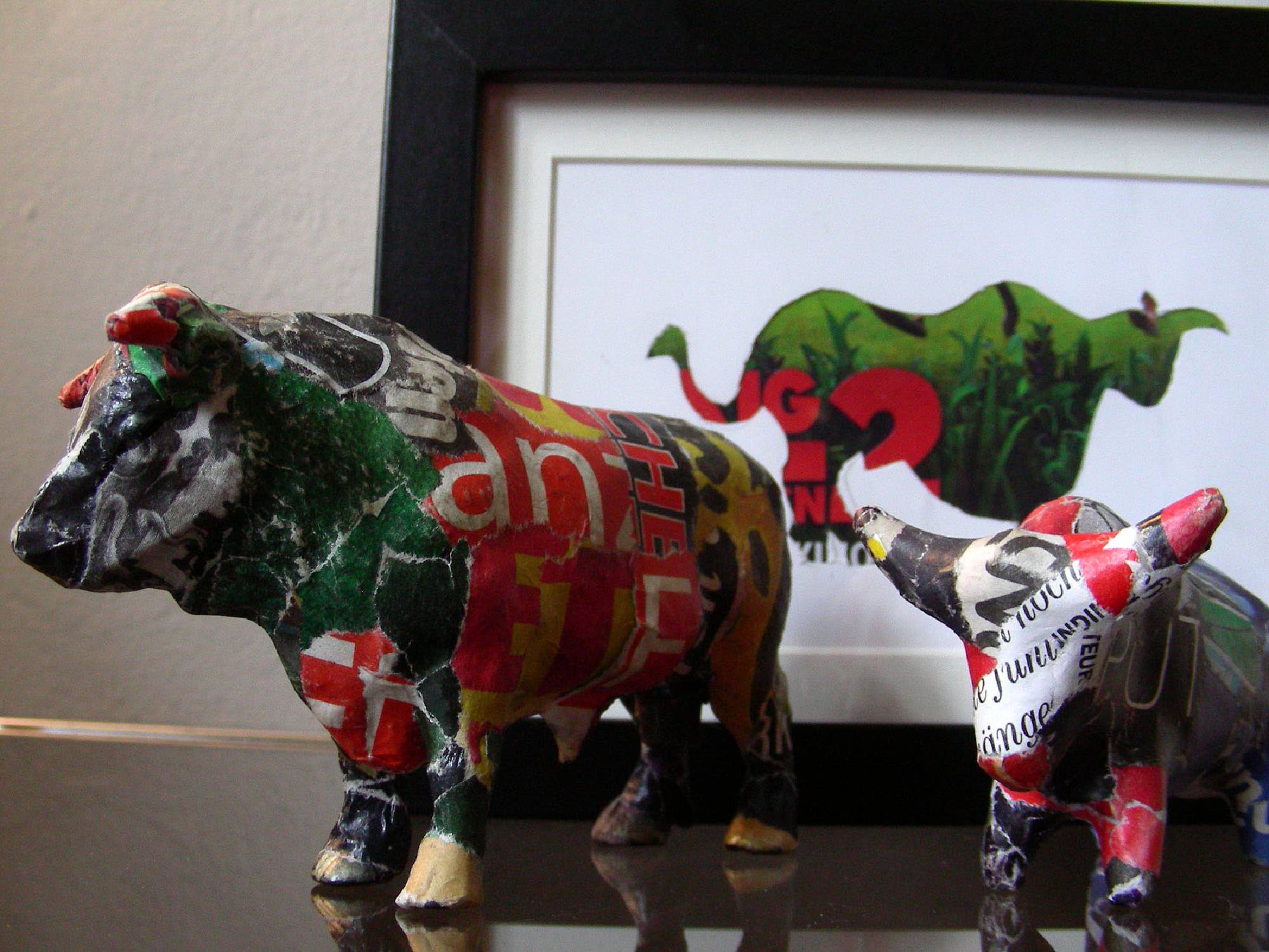 stier bulle figur collage print